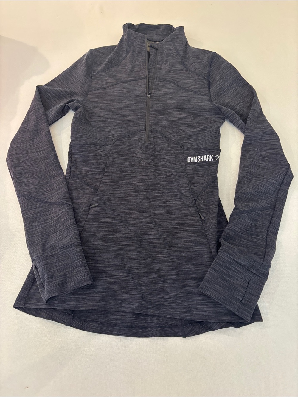 Gymshark women’s 3/4 zip up Heathered gray Pullover - size Small
